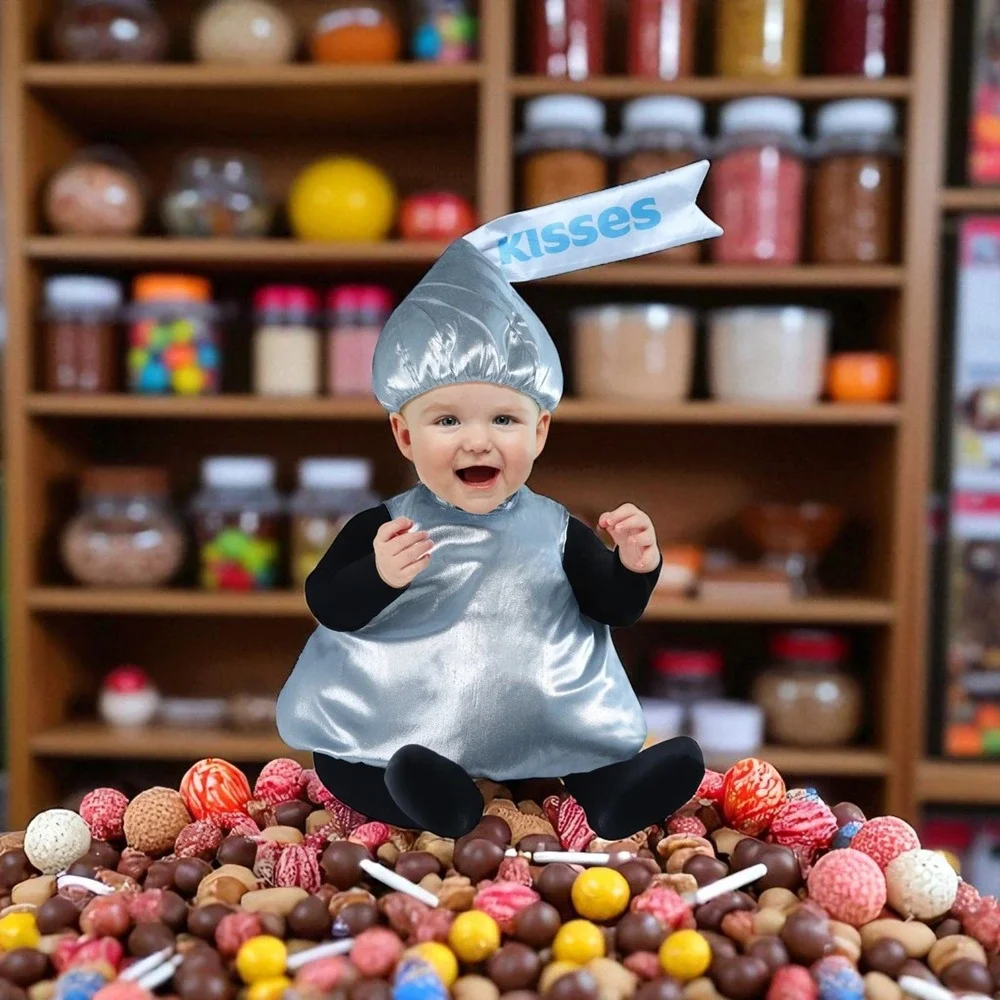 Toddler Boys & Girls Silver Hershey Kiss Tunic & Hat‎ Halloween Costume 2T